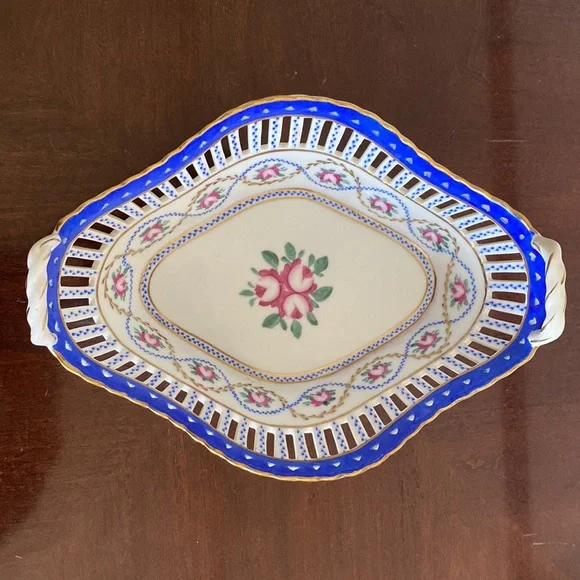 Hand Painted Porcelain Decorative Basket - Picture 6 of 11